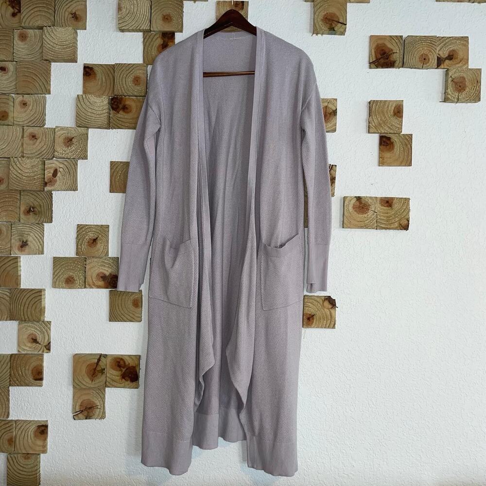 LULULEMON Lunar Lengths Wrap Sweater Long Cardigan Cashlu Iced Iris Women’s 4 ?